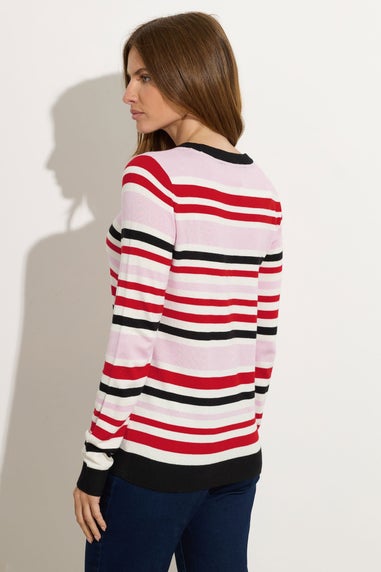 M&Co Pink Stripe Crew Neck Jumper