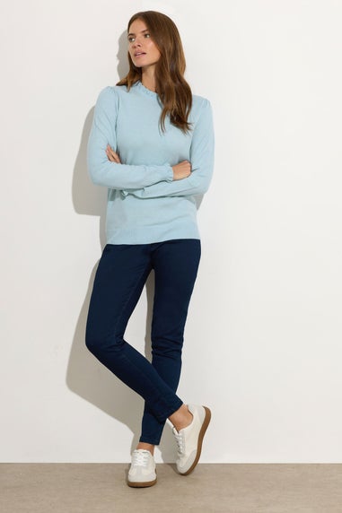 M&Co Light Blue Frill Neck Knitted Jumper