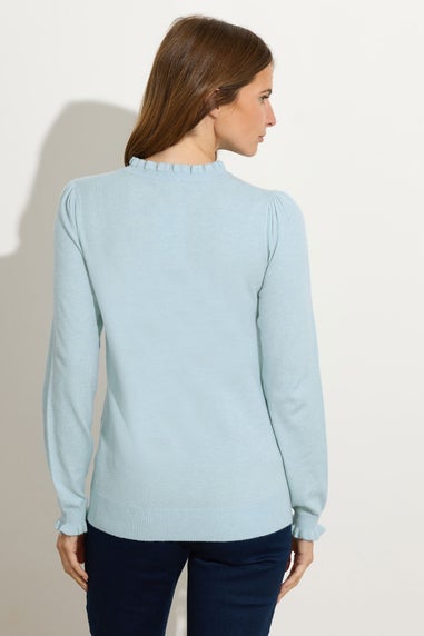 M&Co Light Blue Frill Neck Knitted Jumper
