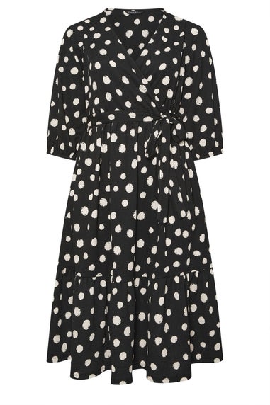 Evans Curve Black Spot Print Jersey Wrap Dress