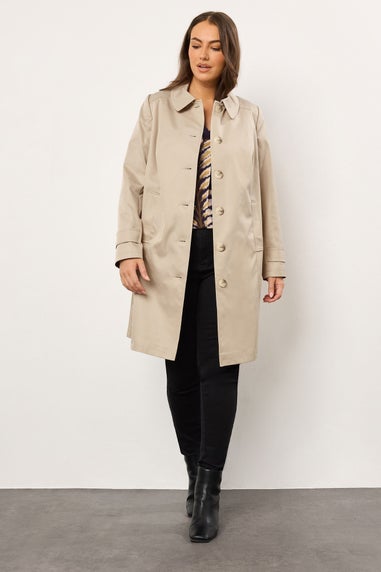 Evans Curve Natural Brown Trench Coat