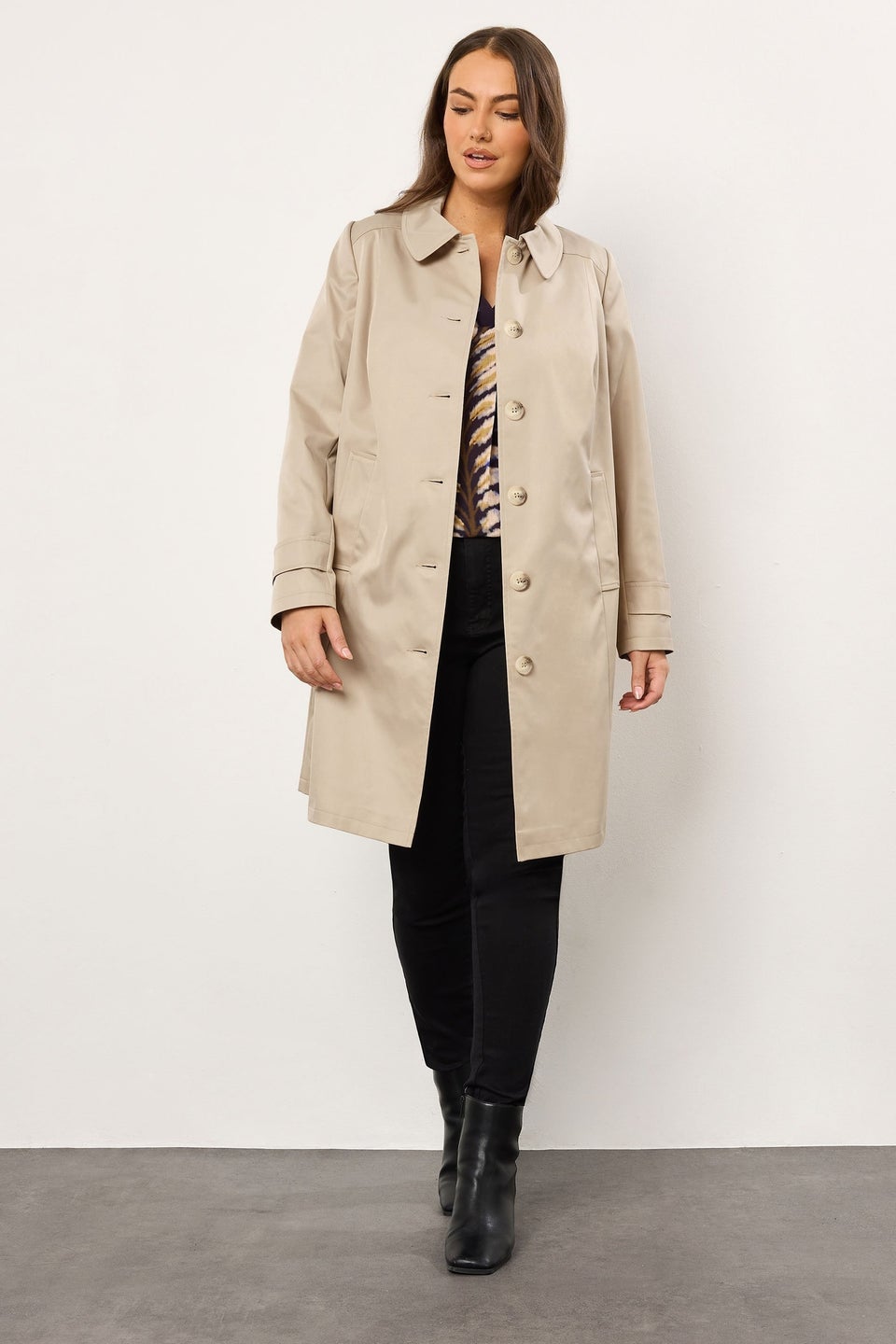 Evans Curve Natural Brown Trench Coat