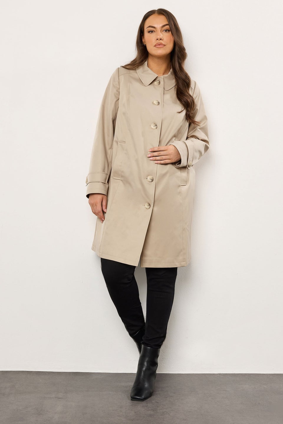 Evans Curve Natural Brown Trench Coat