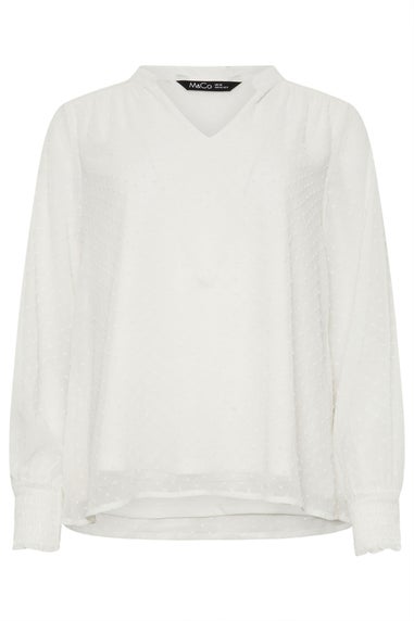 M&Co Ivory White Long Sleeve Spot Print Blouse