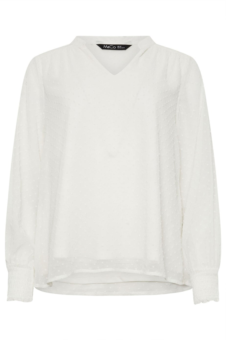M&Co Ivory White Long Sleeve Spot Print Blouse