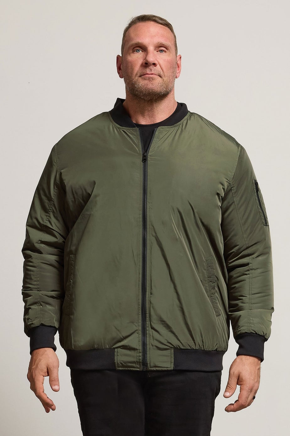BadRhino Khaki Green Zip Bomber Jacket