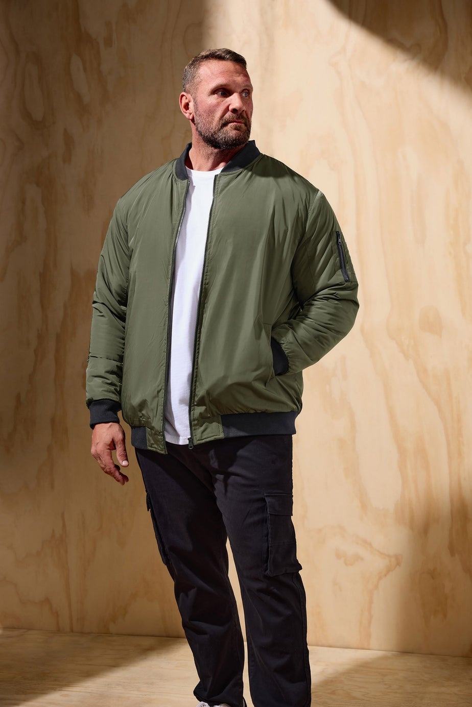 BadRhino Khaki Green Zip Bomber Jacket