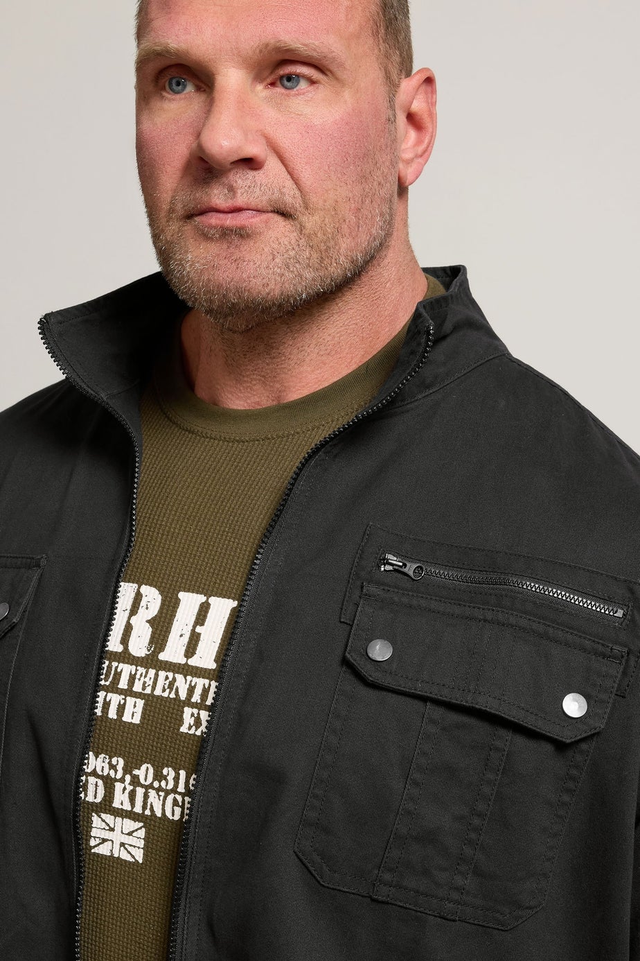 BadRhino Black Cotton Zip Through Jacket