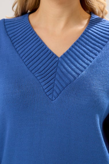 Long Tall Sally Cobalt Blue Knitted V-Neck Jumper