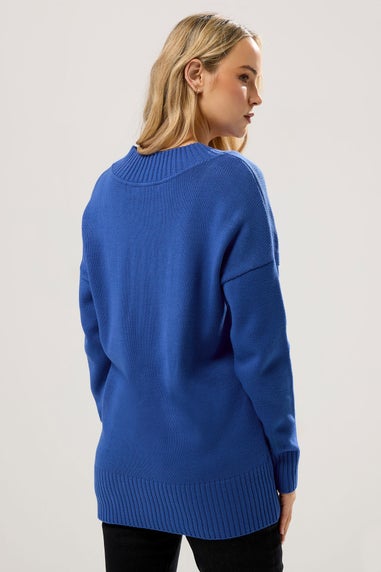 Long Tall Sally Cobalt Blue Knitted V-Neck Jumper