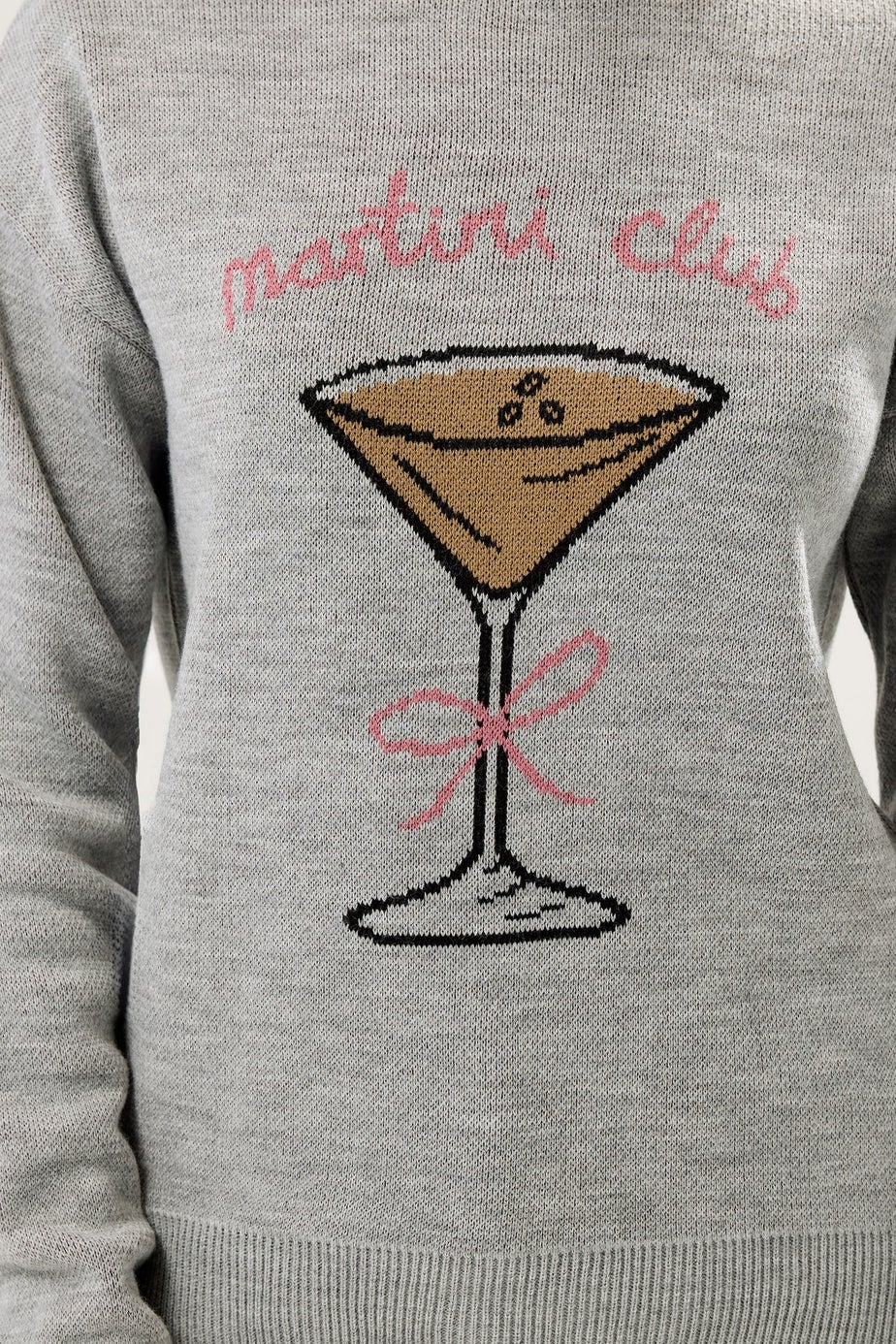 Long Tall Sally Grey 'Martini Club' Knitted Slogan Jumper