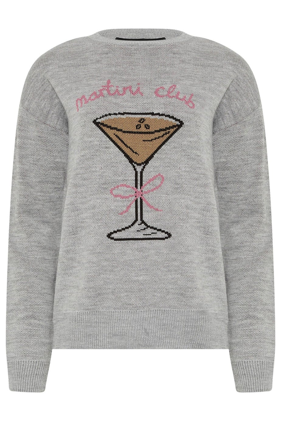 Long Tall Sally Grey 'Martini Club' Knitted Slogan Jumper