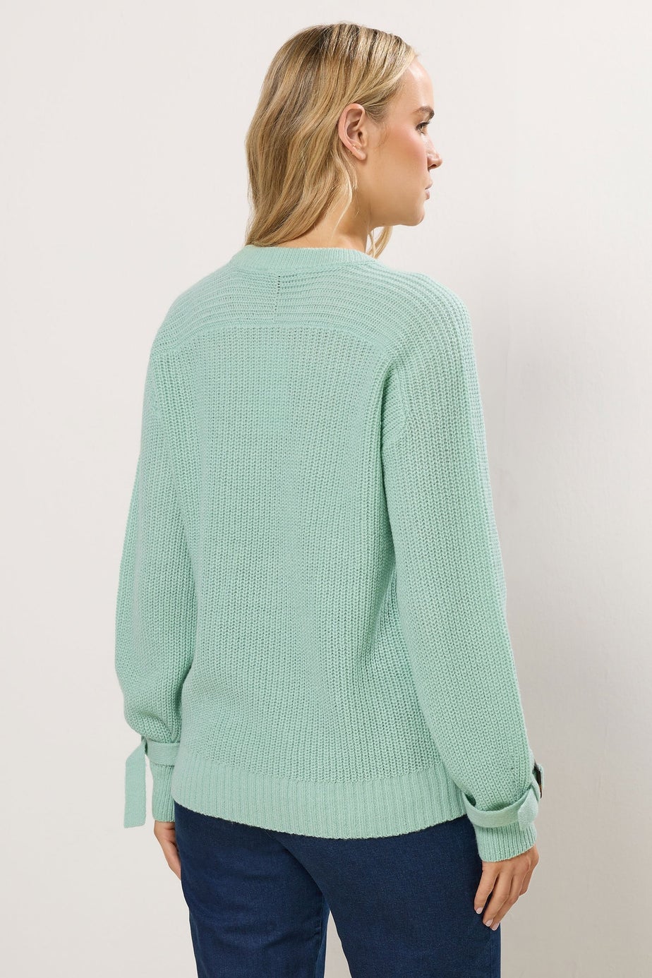 Long Tall Sally Green Knitted Buckle Sleeve Jumper