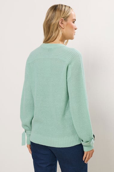 Long Tall Sally Green Knitted Buckle Sleeve Jumper