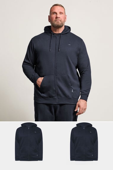 BadRhino 2 Pack Navy Blue Zip Through Hoodies