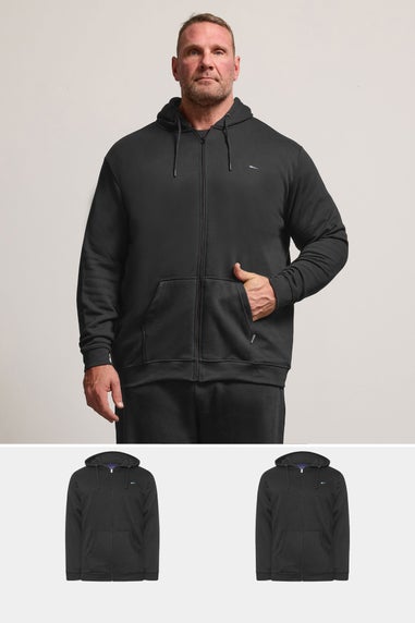 BadRhino 2 Pack Black Zip Through Essential Hoodie