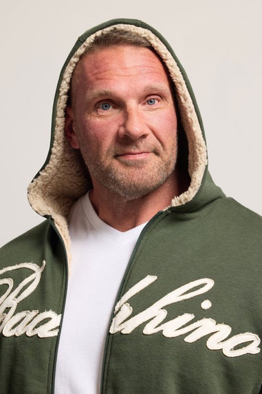 BadRhino Dark Green Borg Lined Zip Through Hoodie