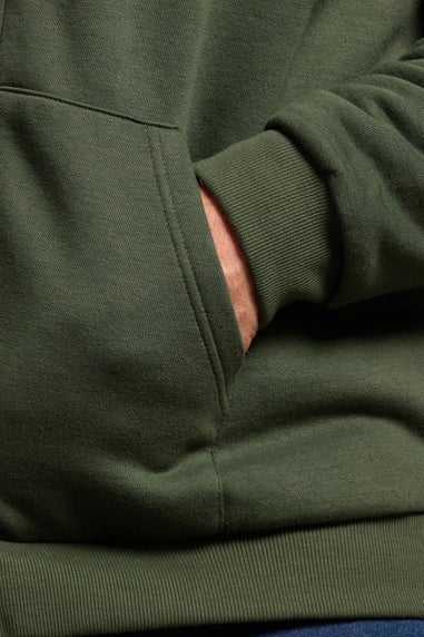 BadRhino Dark Green Borg Lined Zip Through Hoodie