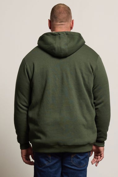 BadRhino Dark Green Borg Lined Zip Through Hoodie