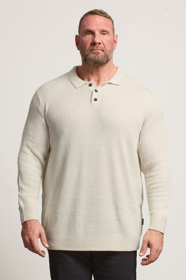 BadRhino Natural Brown Chunky Knit Collared Jumper