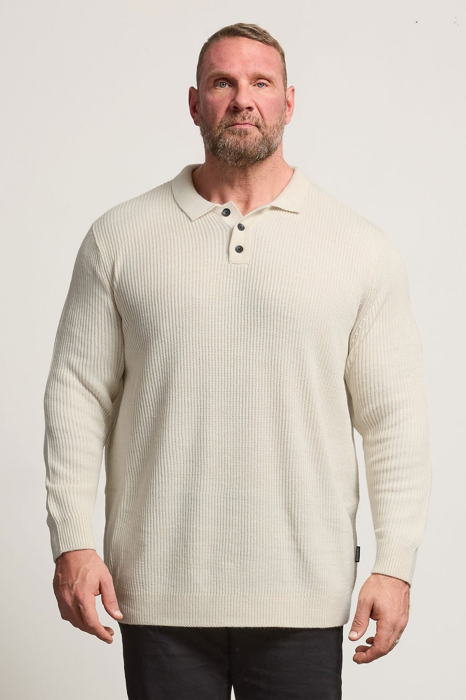 BadRhino Natural Brown Chunky Knit Collared Jumper