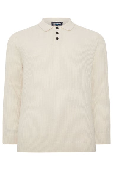 BadRhino Natural Brown Chunky Knit Collared Jumper