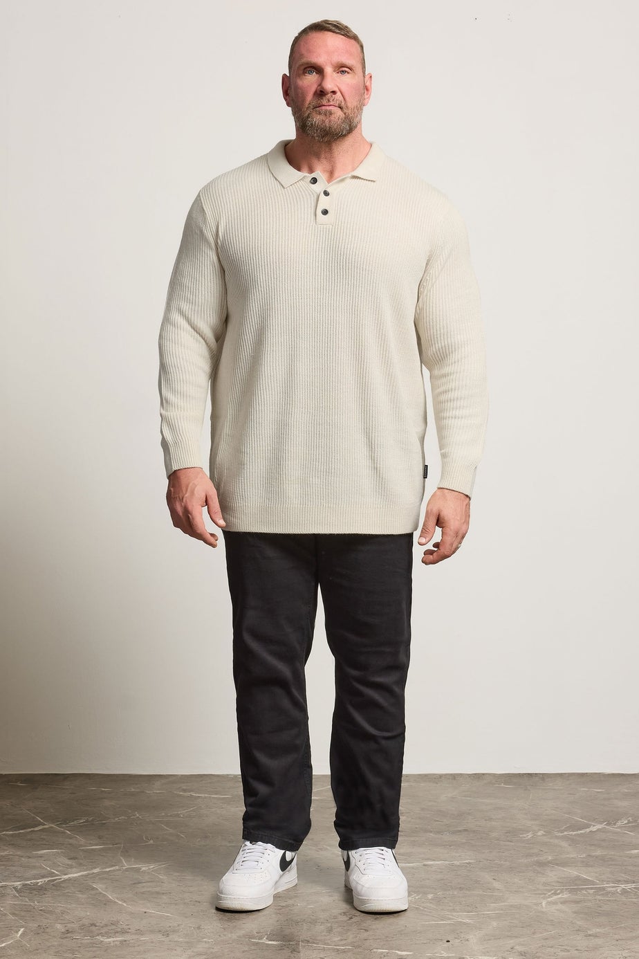 BadRhino Natural Brown Chunky Knit Collared Jumper