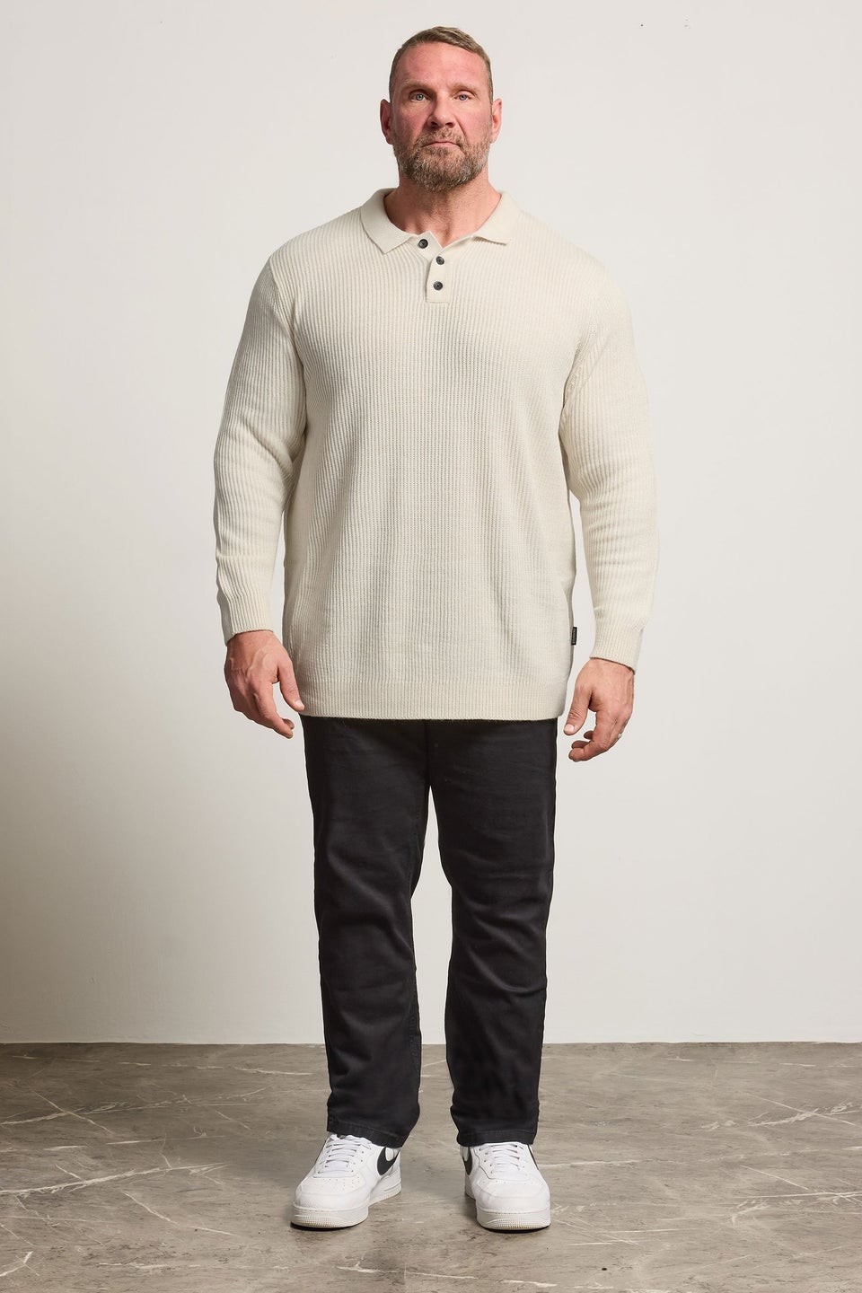 BadRhino Natural Brown Chunky Knit Collared Jumper