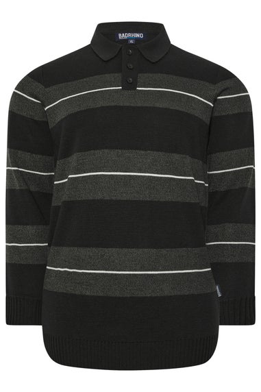 BadRhino Black Stripe Collared Knitted Jumper