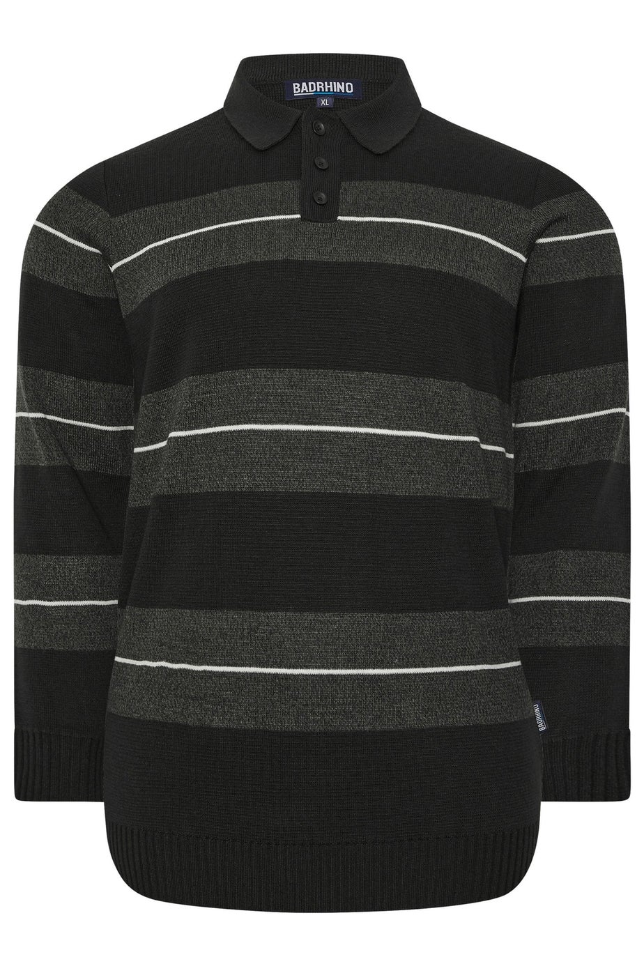 BadRhino Black Stripe Collared Knitted Jumper