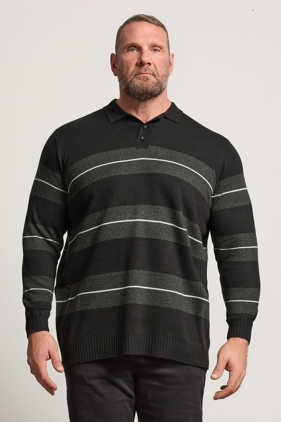 BadRhino Black Stripe Collared Knitted Jumper