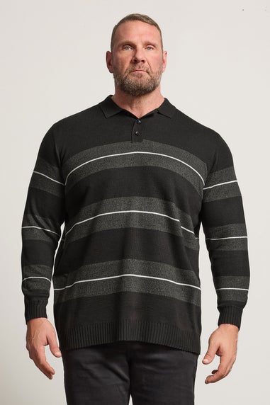 BadRhino Black Stripe Collared Knitted Jumper