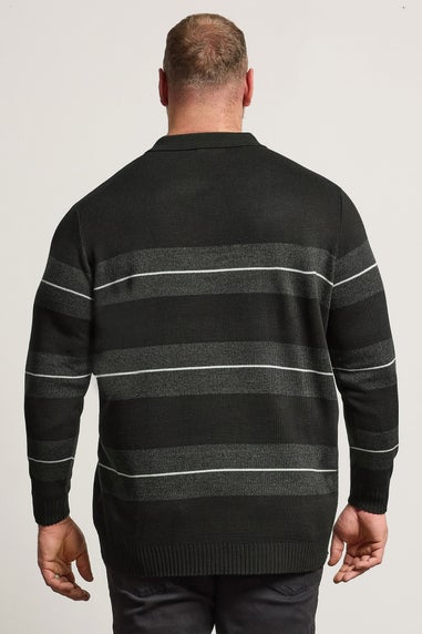BadRhino Black Stripe Collared Knitted Jumper