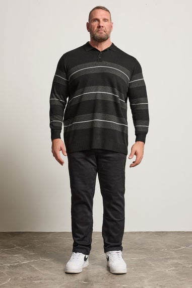BadRhino Black Stripe Collared Knitted Jumper