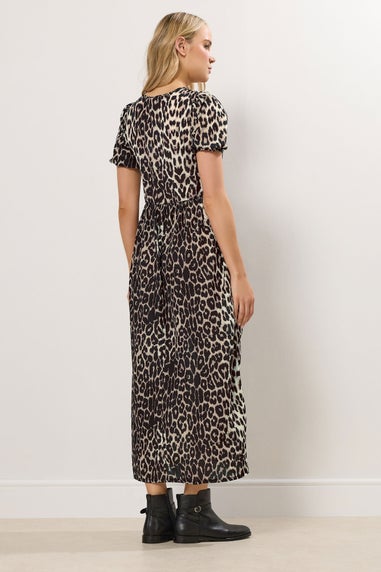 Long Tall Sally Beige Brown Tie Front Smock Dress