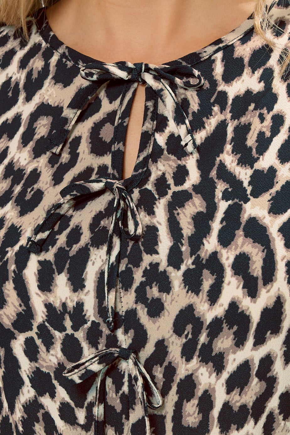 Long Tall Sally Beige Brown Tie Front Smock Dress