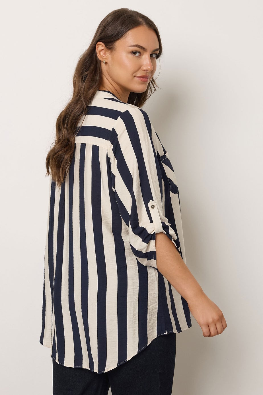 Evans Curve Navy Stripe Overhead Utility Shirt
