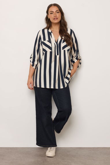 Evans Curve Navy Stripe Overhead Utility Shirt
