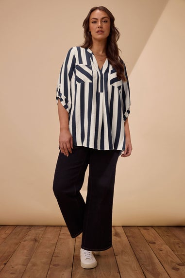 Evans Curve Navy Stripe Overhead Utility Shirt