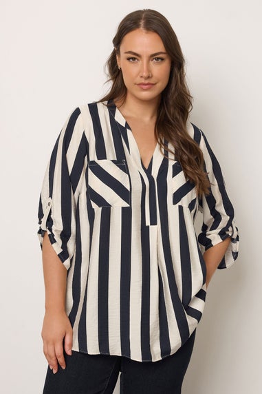 Evans Curve Navy Stripe Overhead Utility Shirt