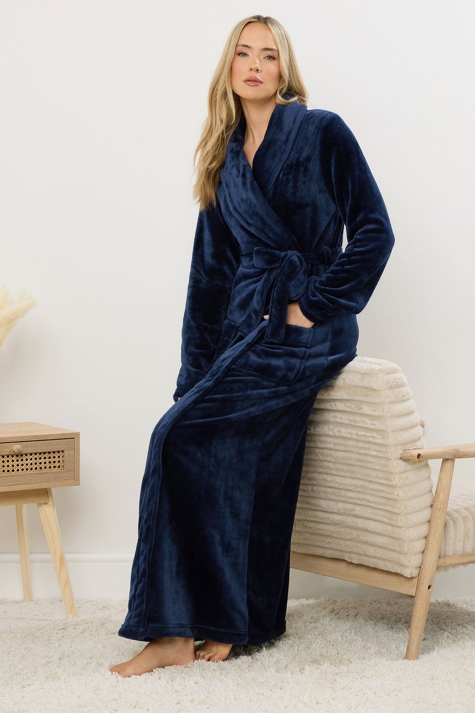 Long Tall Sally Navy Blue Super Luxe Maxi Dressing Gown