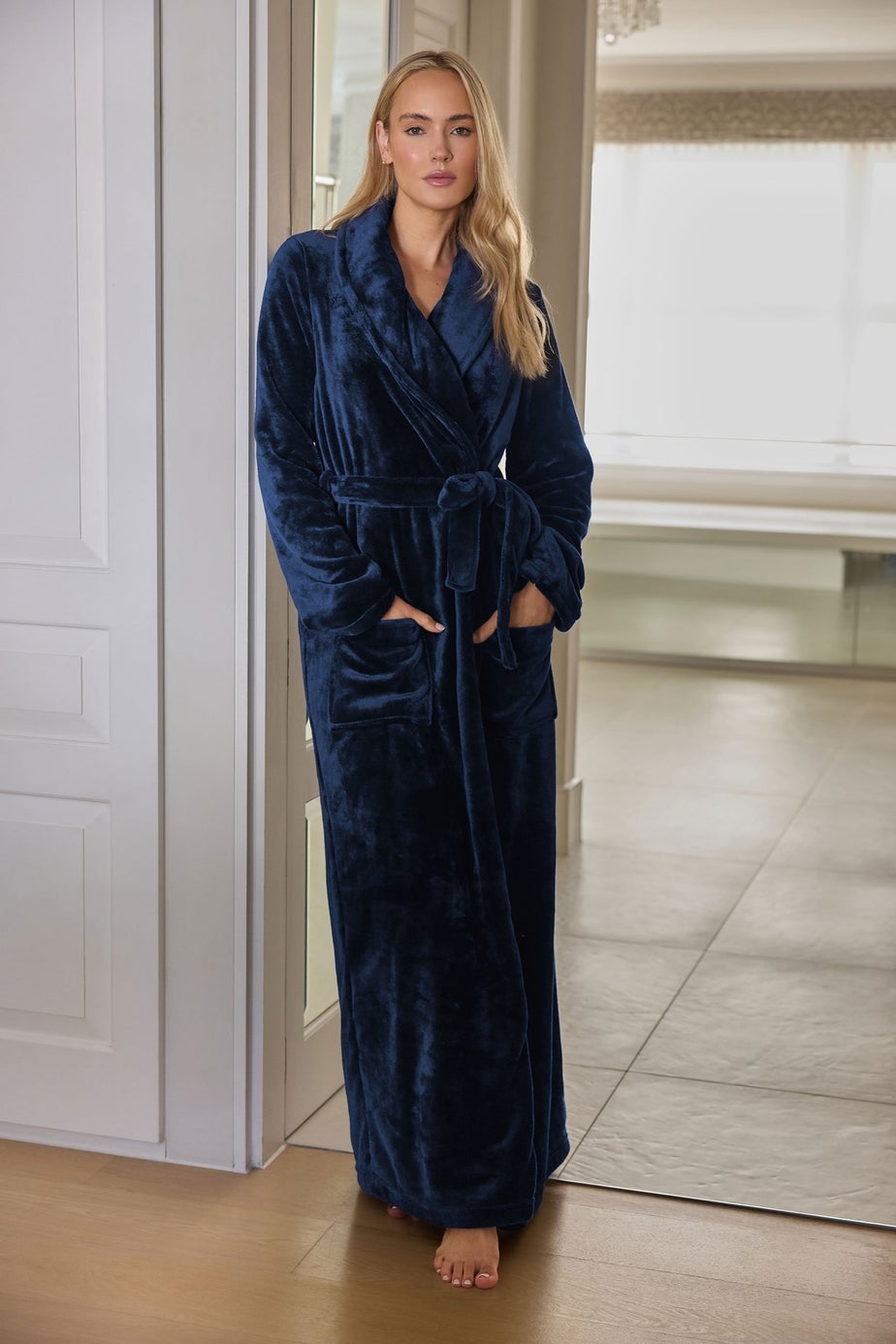 Long Tall Sally Navy Blue Super Luxe Maxi Dressing Gown