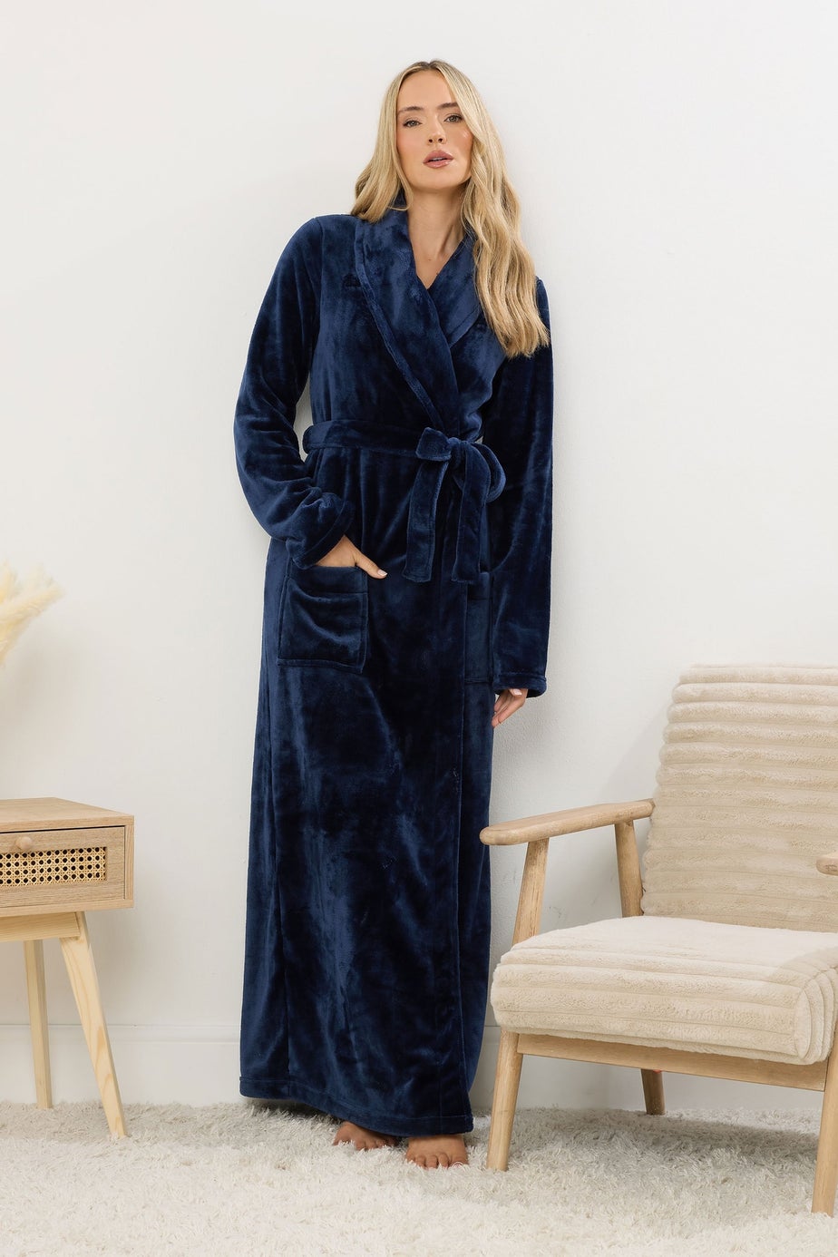 Long Tall Sally Navy Blue Super Luxe Maxi Dressing Gown