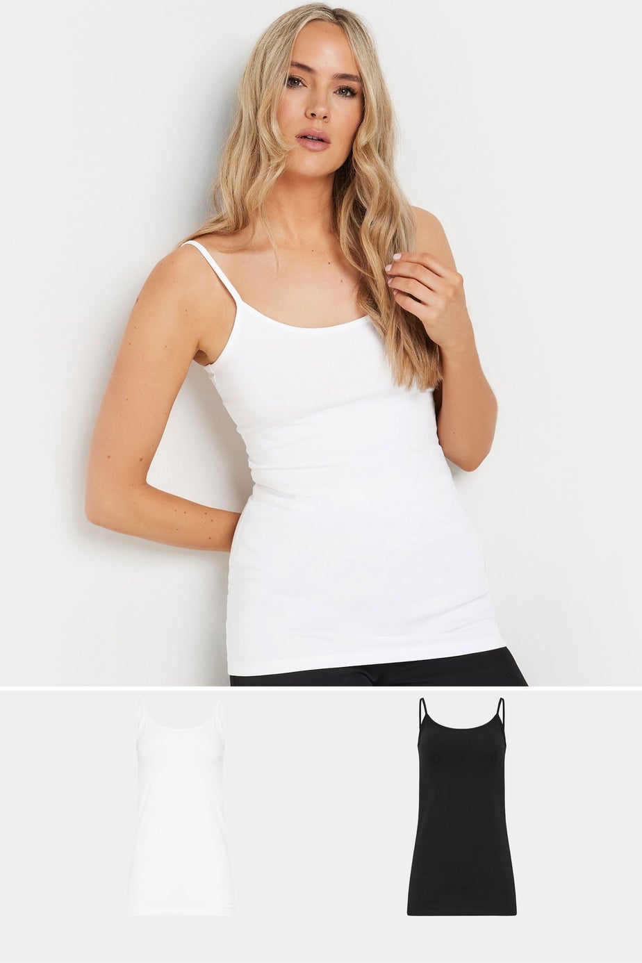 Long Tall Sally 2 Pack Black & White Cami Vest Tops