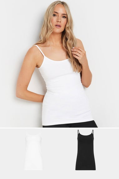 Long Tall Sally 2 Pack Black & White Cami Vest Tops