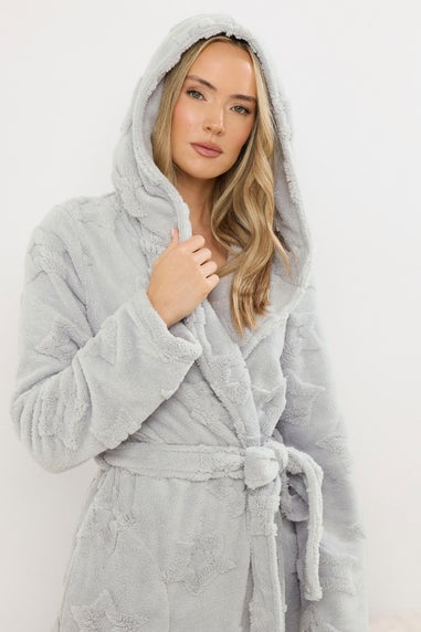 Long Tall Sally Light Grey Star Embossed Dressing Gown