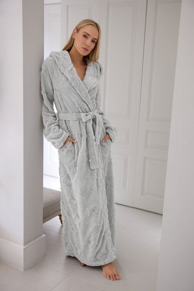 Long Tall Sally Light Grey Star Embossed Dressing Gown
