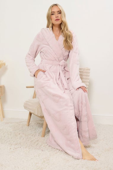 Long Tall Sally Light Pink Heart Embossed Dressing Gown