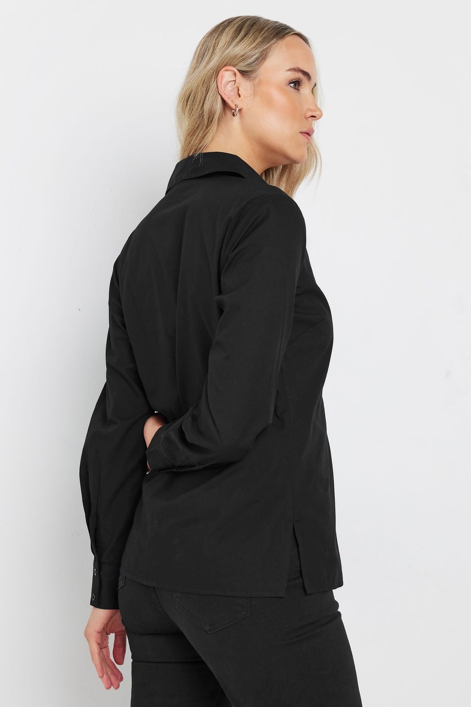 Long Tall Sally Black Fitted Cotton Shirt