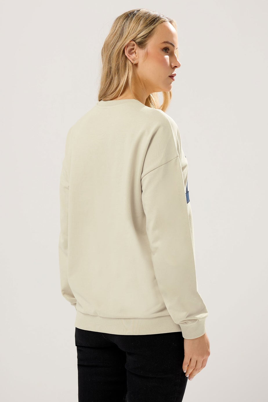 Long Tall Sally Beige Brown 'NYC' Applique Slogan Sweatshirt